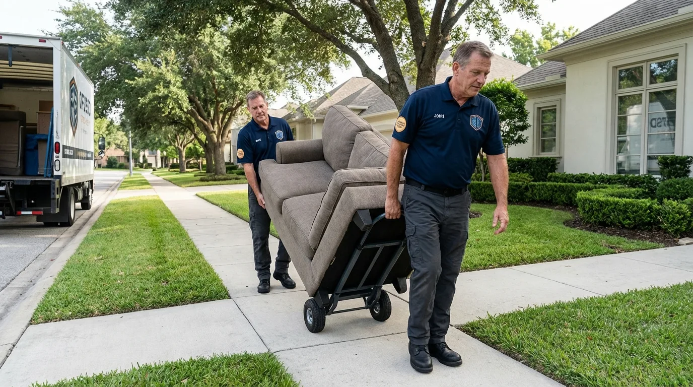 Local residential moving crew loading furniture in Yale, MI